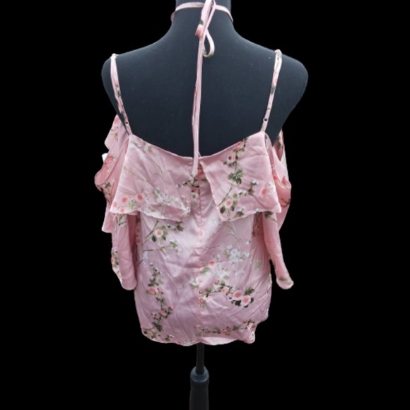 NWT Soho Jean's New York & Company Blush Rose floral cold shoulder halter - Picture 4 of 5